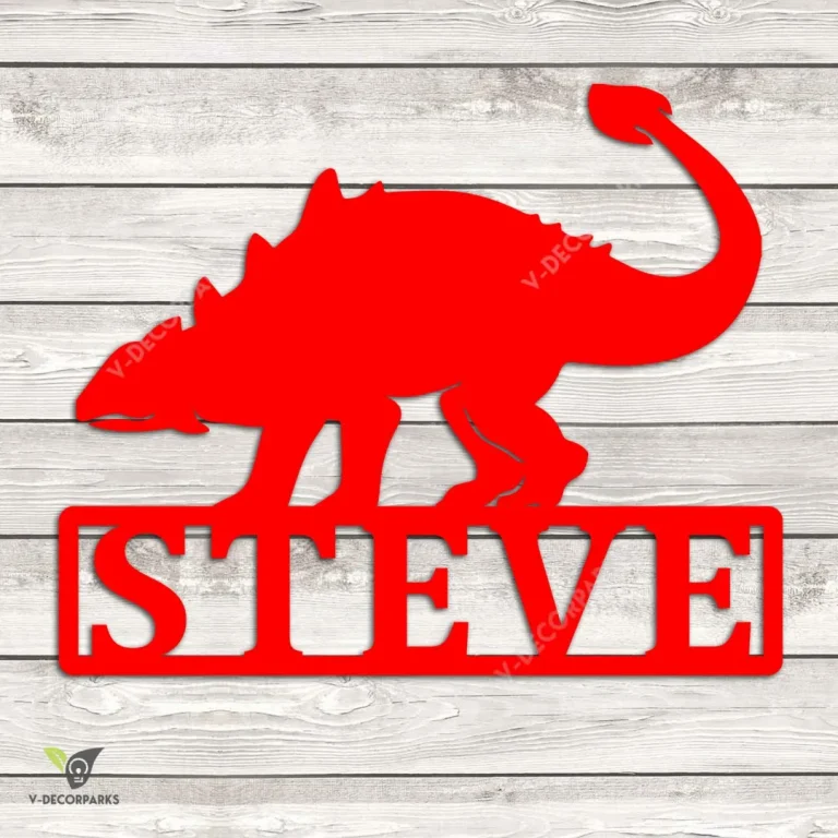 Personalized Ankylosaurus Dinosaur Metal Wall Decoration, Ankylosaurus Dinosaur Plasma Cut Artwork For Kid's Room