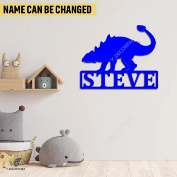 Personalized Ankylosaurus Dinosaur Metal Wall Decoration, Ankylosaurus Dinosaur Plasma Cut Artwork For Kid's Room