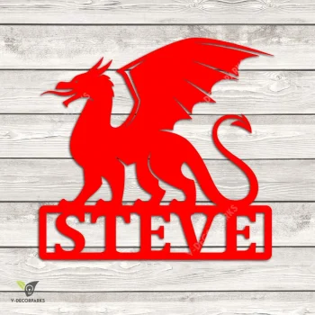 Personalized Fairy Dragon Metal Wall Decoration, Fairy Dragon Modern Decor For Son