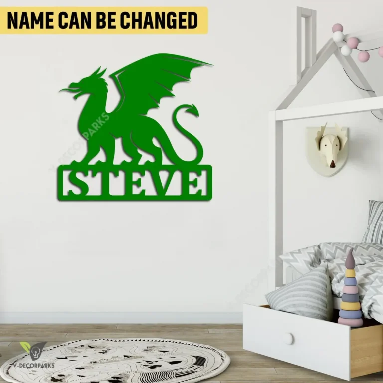 Personalized Fairy Dragon Metal Wall Decoration, Fairy Dragon Modern Decor For Son