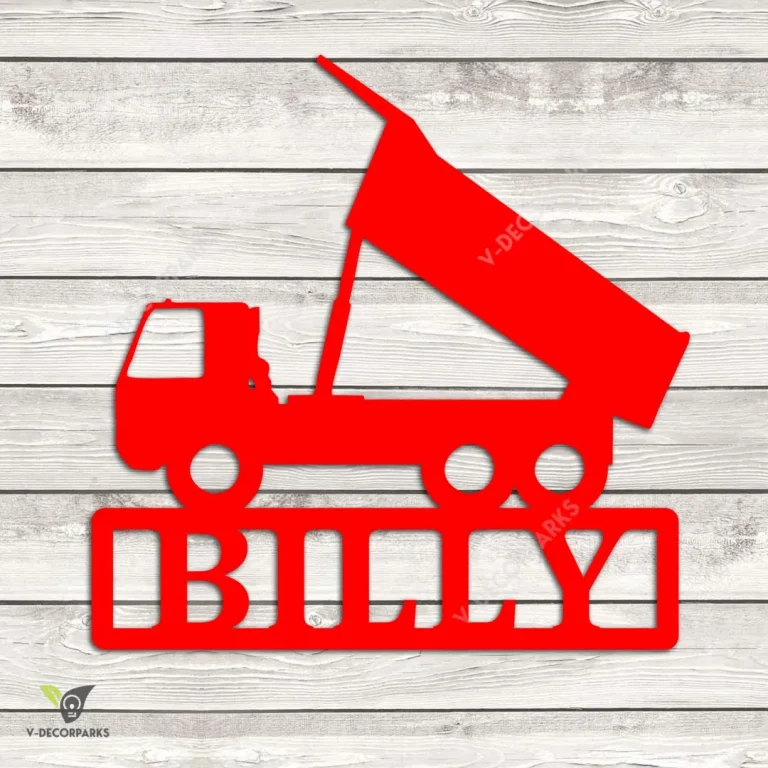 Customized Dump Truck Metal Wall Decor, Construction, Dump Truck Toy Nursery Steel Plaque