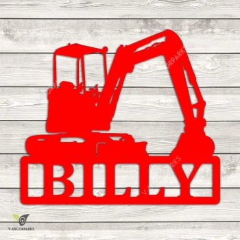 Personalized Excavator, Backhoe Metal Art, Excavator, Backhoe Construction Interior Gift For Son