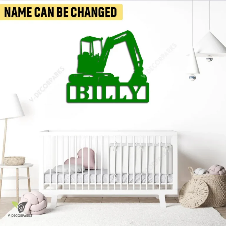 Personalized Excavator, Backhoe Metal Art, Excavator, Backhoe Construction Interior Gift For Son