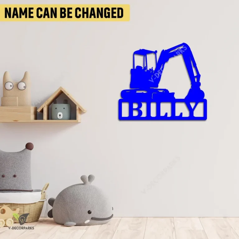 Personalized Excavator, Backhoe Metal Art, Excavator, Backhoe Construction Interior Gift For Son
