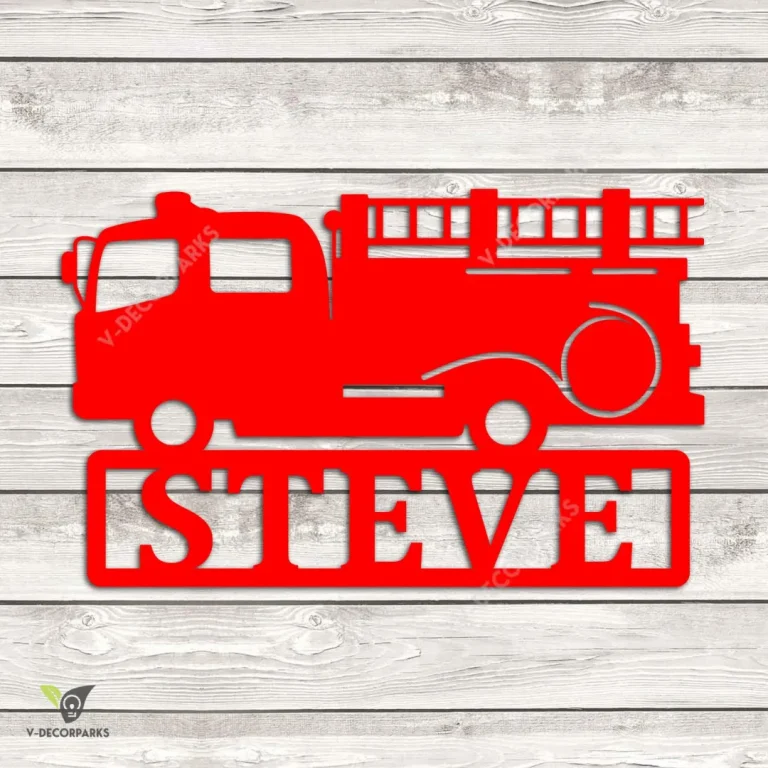 Customized Firetruck, Firefighter Metal Wall Art, Firetruck, Firefighter, Fireman Job Oversized Plaque For Children