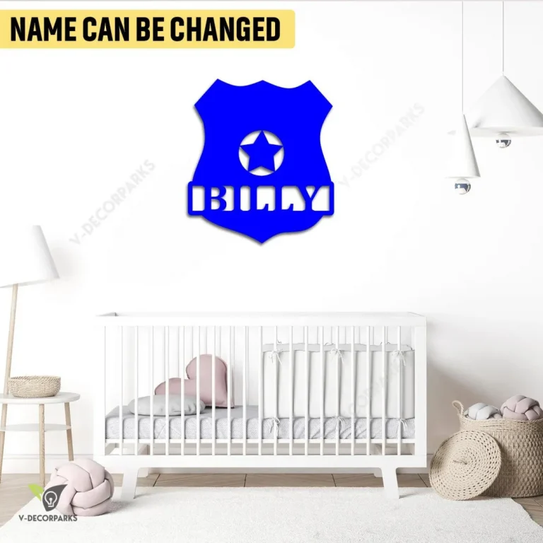 Customized Police Badge, Policeman, Police Officer Metal Wall Decor, Police Badge, Policeman Job Weatherproof Plaque For Boy Room