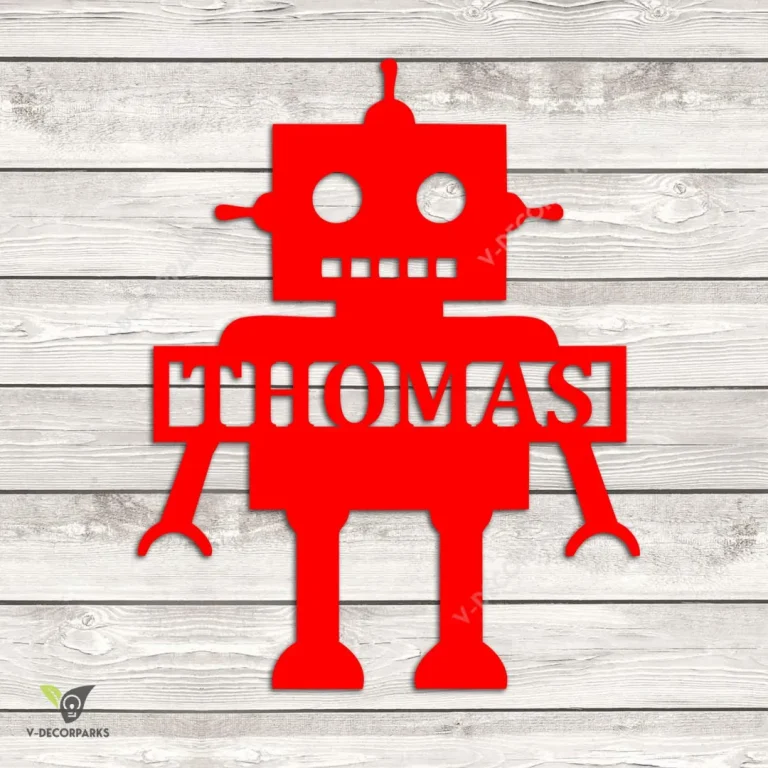 Custom Robot Metal Wall Decoration, Robot Plasma Cut Art For Preschool Children