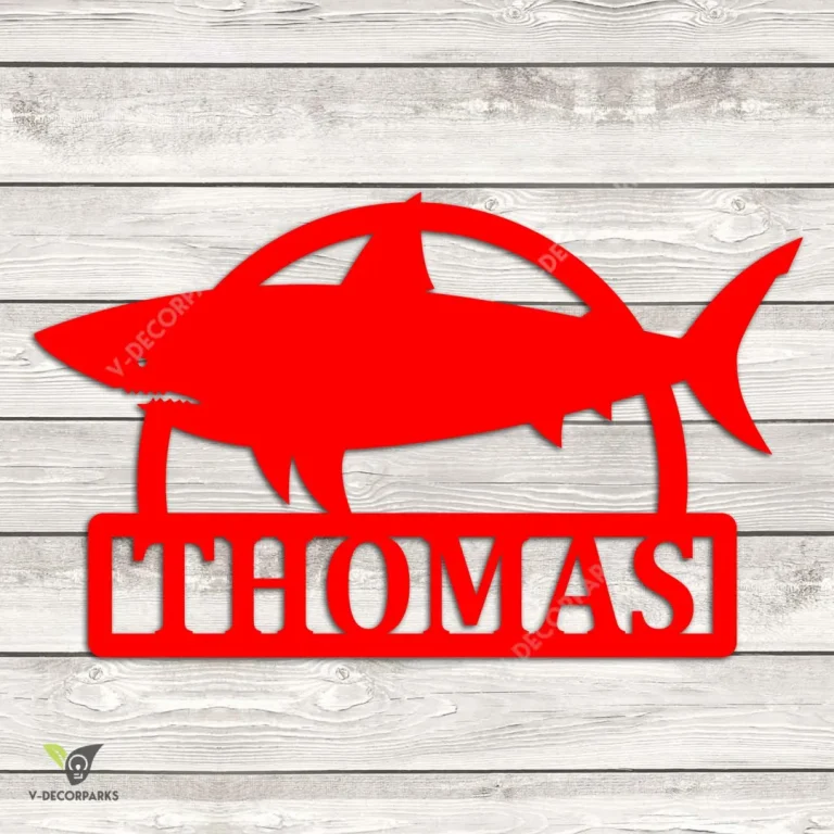 Custom Nautical Shark Metal Wall Art, Nautical Shark, Baby Shark Nursery Room Decorative Plaque