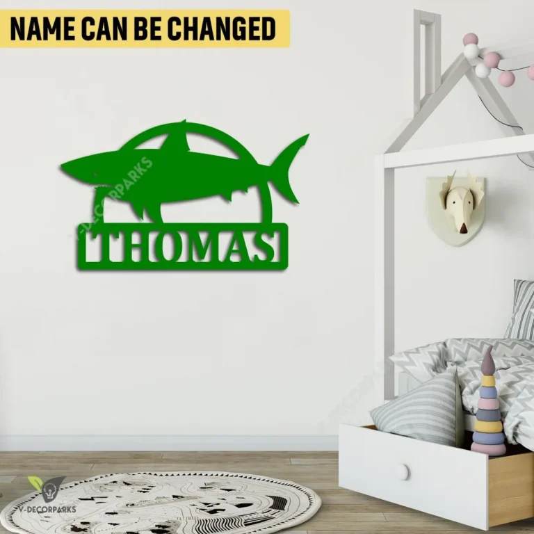 Custom Nautical Shark Metal Wall Art, Nautical Shark, Baby Shark Nursery Room Decorative Plaque