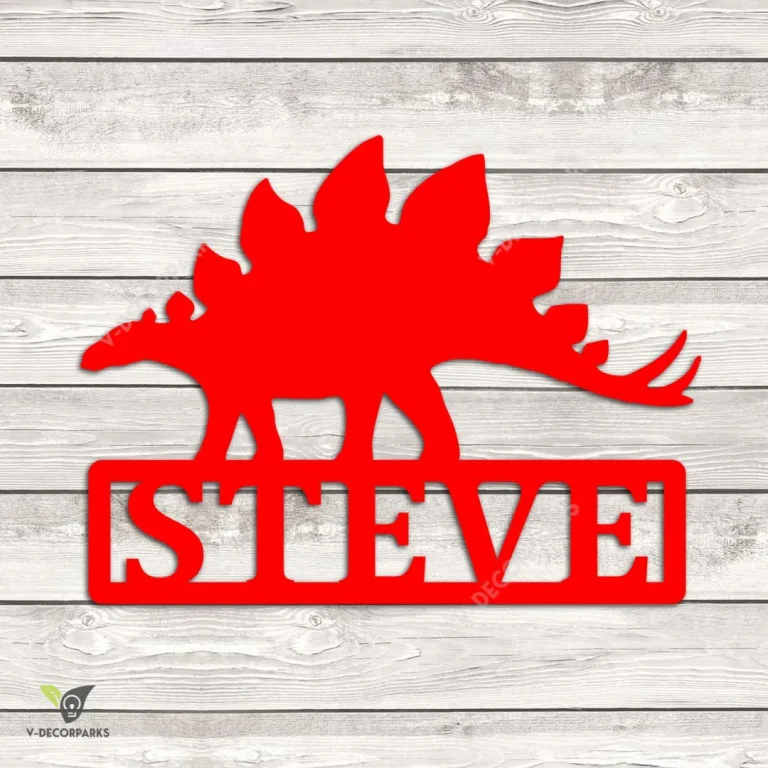 Personalized Stegosaurus Dinosaur Metal Wall Decor, Stegosaurus Dinosaur, Herbivore Dinosaur Kids Room Welded Sign