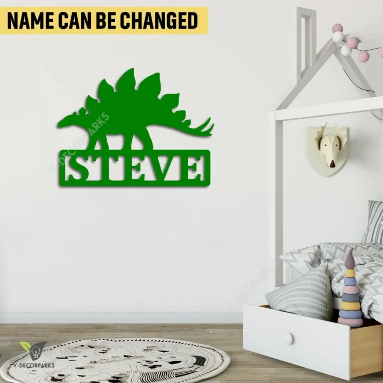 Personalized Stegosaurus Dinosaur Metal Wall Decor, Stegosaurus Dinosaur, Herbivore Dinosaur Kids Room Welded Sign