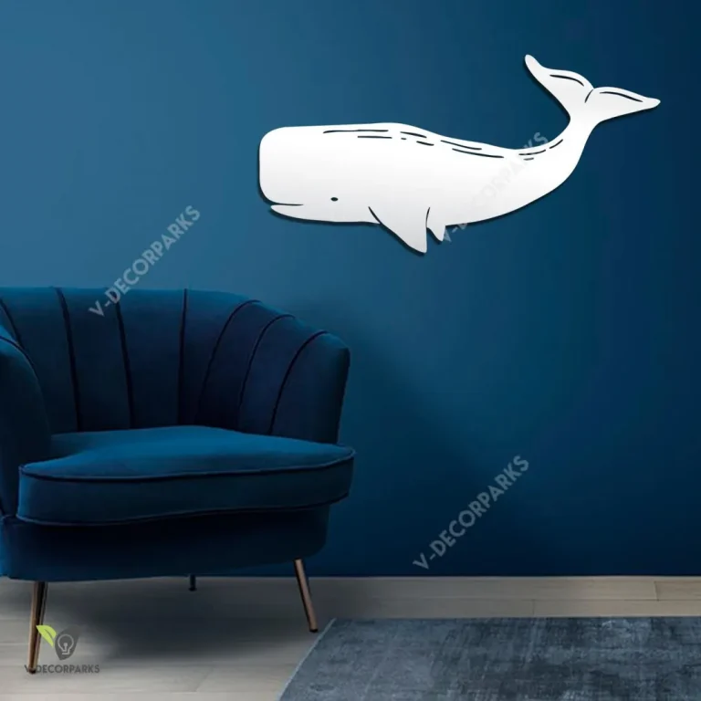 Silhouette Sperm Whale Metal Wall Decoration, Sperm Whale Beach Best Decoration