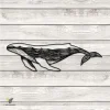 Humpback Whal With Ocean Wave Inside, Whale Cutout Artwork