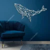 Geometric Whale Metal Wall Decor, Geometric Whale Coastal Living Room Plaque