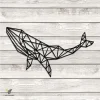 Geometric Whale Metal Wall Decor, Geometric Whale Coastal Living Room Plaque