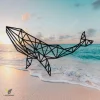 Geometric Whale Metal Wall Decor, Geometric Whale Coastal Living Room Plaque
