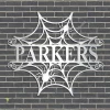 Custom Family Name Spider Web Metal Art, Cobweb Halloween Oversized Decoration