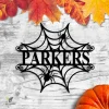 Custom Family Name Spider Web Metal Art, Cobweb Halloween Oversized Decoration