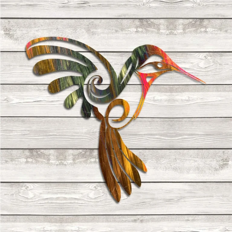 Dark Yellow And Green Hummingbird Metal Wall Decor, Dark Yellow And Green Hummingbird Iron Garden Plaque