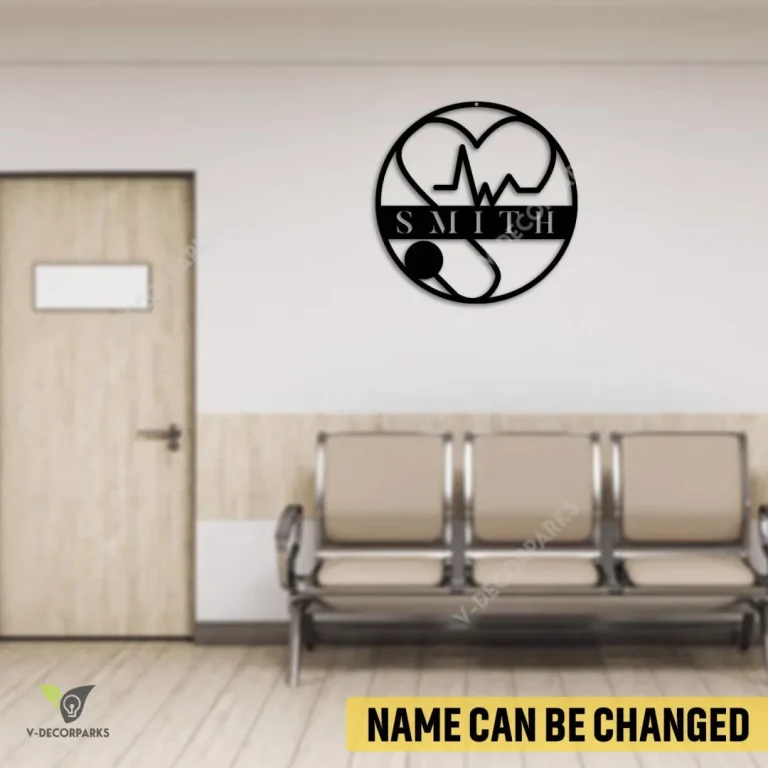 Custom Stethoscope Clinic Metal Sign, Stethoscope Iron Door Hanging For Rn, Lpn, Cna Nurse, Doctor