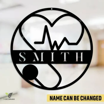 Custom Stethoscope Clinic Metal Sign, Stethoscope Iron Door Hanging For Rn, Lpn, Cna Nurse, Doctor