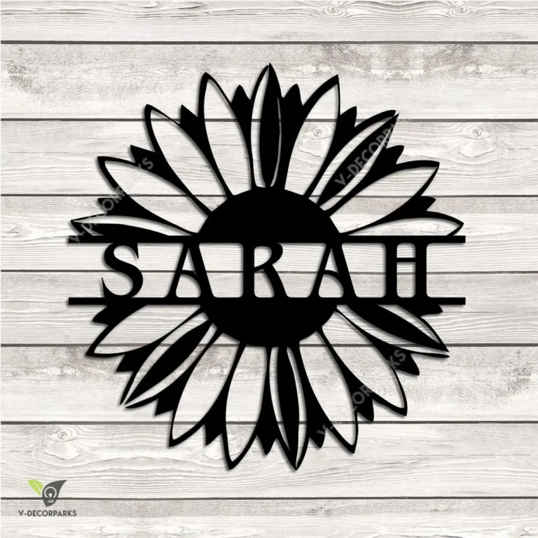 Personalized Name Sunflower Metal Sign, Sunflower, Flower Large Plaque For Her