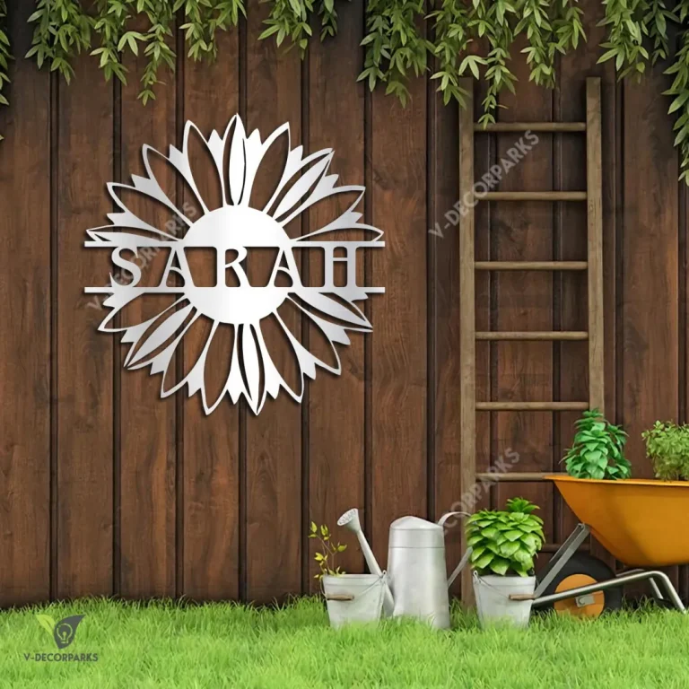 Personalized Name Sunflower Metal Sign, Sunflower, Flower Large Plaque For Her