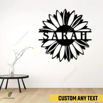 Personalized Name Sunflower Metal Sign, Sunflower, Flower Large Plaque For Her