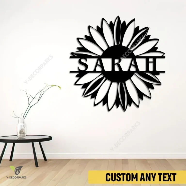 Personalized Name Sunflower Metal Sign, Sunflower, Flower Large Plaque For Her