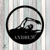 Custom Swimmer Metal Wall Art, Swimmer, Swimming Water Sport Oversized Accent