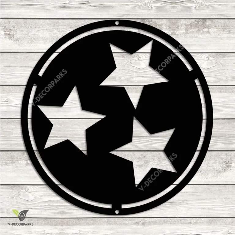 Tennessee State Tristar Metal Wall Decor, Tennessee State Tristar Small Wall Hanging