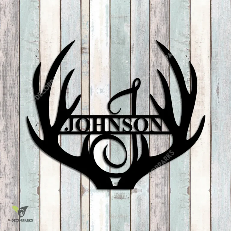 Personalized Name Deer Antler Metal Wall Decoration, Deer Antler, Deer Hunting Housewarming Artwork