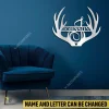 Personalized Name Deer Antler Metal Wall Decoration, Deer Antler, Deer Hunting Housewarming Artwork