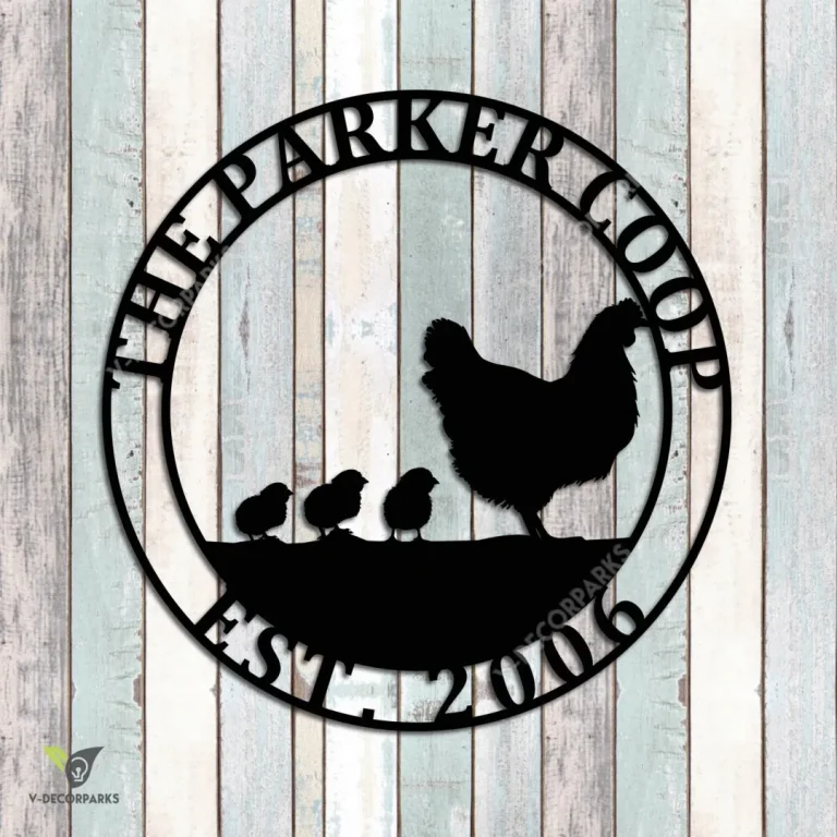 Custom Hen And Three Chicks Metal Sign, Chicken Coop, Farm Weatherproof Plaque