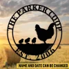 Custom Hen And Three Chicks Metal Sign, Chicken Coop, Farm Weatherproof Plaque