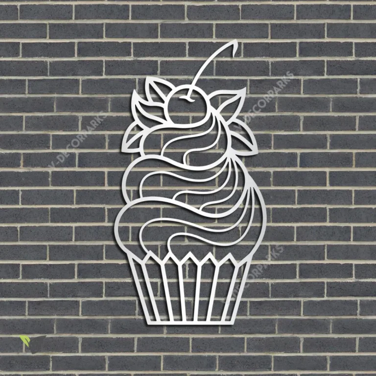 Silhouette Cupcake Metal Art, Cupcake Metallic Accent For Kitchen, Bakery, Baker