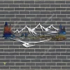 Heat Coloring Steel Mountain Scene Metal Wall Decor, Mountain Cut Artwork For Lodge