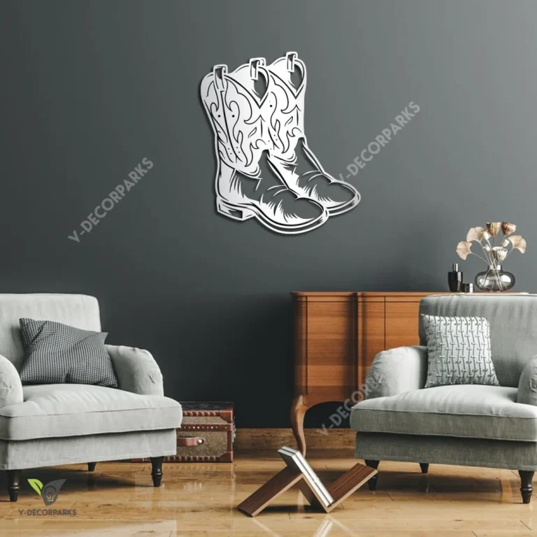 Cowboy Boots Metal Wall Decor, Cowboy Boots Western Plasma Cut Plaque