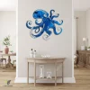 Blue Octopus Metal Art, Blue Octopus Beach Cut Accent