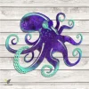 Purple Octopus Metal Wall Art, Purple Octopus Beach House Home Decoration