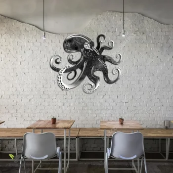 Black Octopus Metal Wall Decor, Black Octopus Housewarming Accent