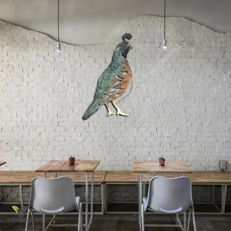 Colored Quail Metal Art, Quail Interior Accent For Farmhouse