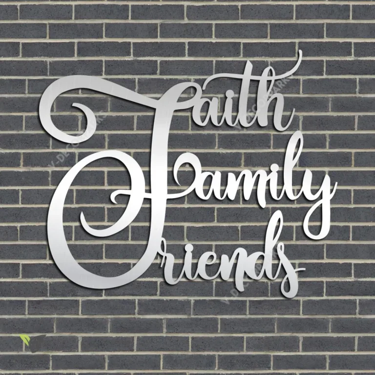 Faith, Family, Friends Jesus Metal Wall Art, Religious Home Decor