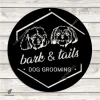 Bark And Tails Dog Grooming Metal Business Sign, Bark And Tails Dog Grooming, Pet Spa Decorative Accent