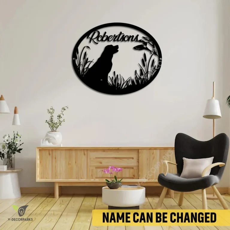 Custom Labrador Dog Duck Hunting Metal Wall Decor, Labrador Gate Accent