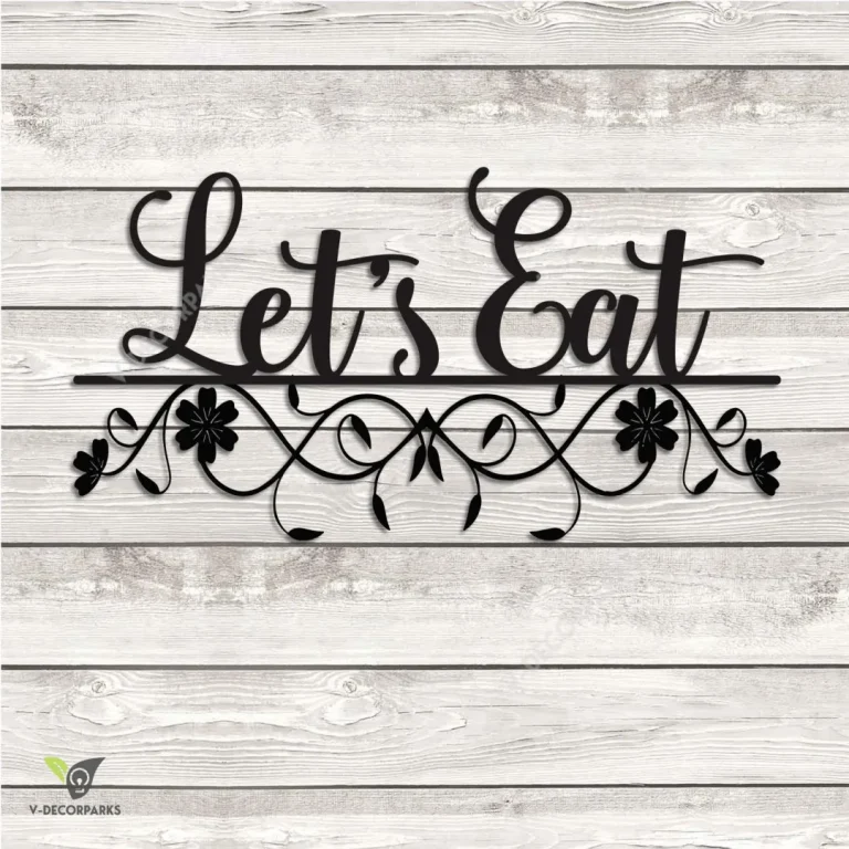 Let's Eat Funny Dining Room Metal Wall Art, Let's Eat Inner Decor For Dining Room, Kitchen