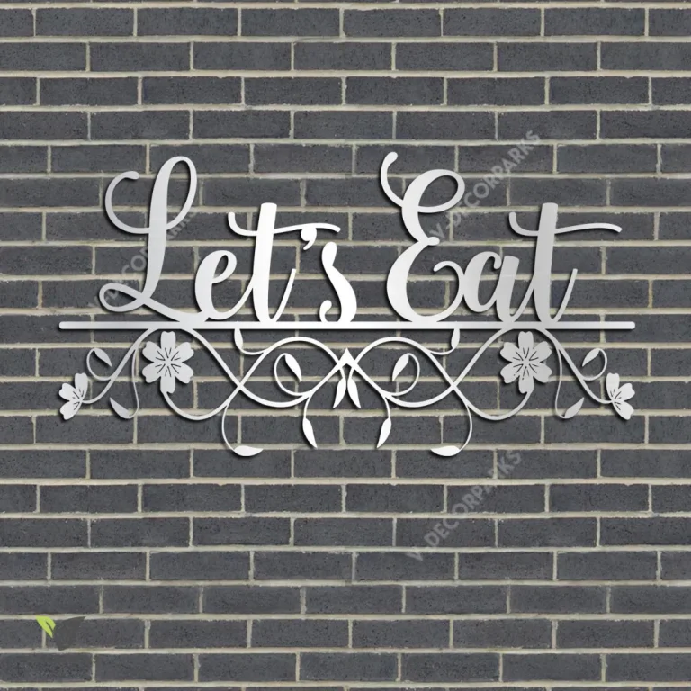 Let's Eat Funny Dining Room Metal Wall Art, Let's Eat Inner Decor For Dining Room, Kitchen