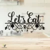 Let's Eat Funny Dining Room Metal Wall Art, Let's Eat Inner Decor For Dining Room, Kitchen