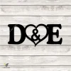 Personalized Initial Letter Couple Metal Wall Decoration, Wedding Living Room Plaque For Husband And Wife