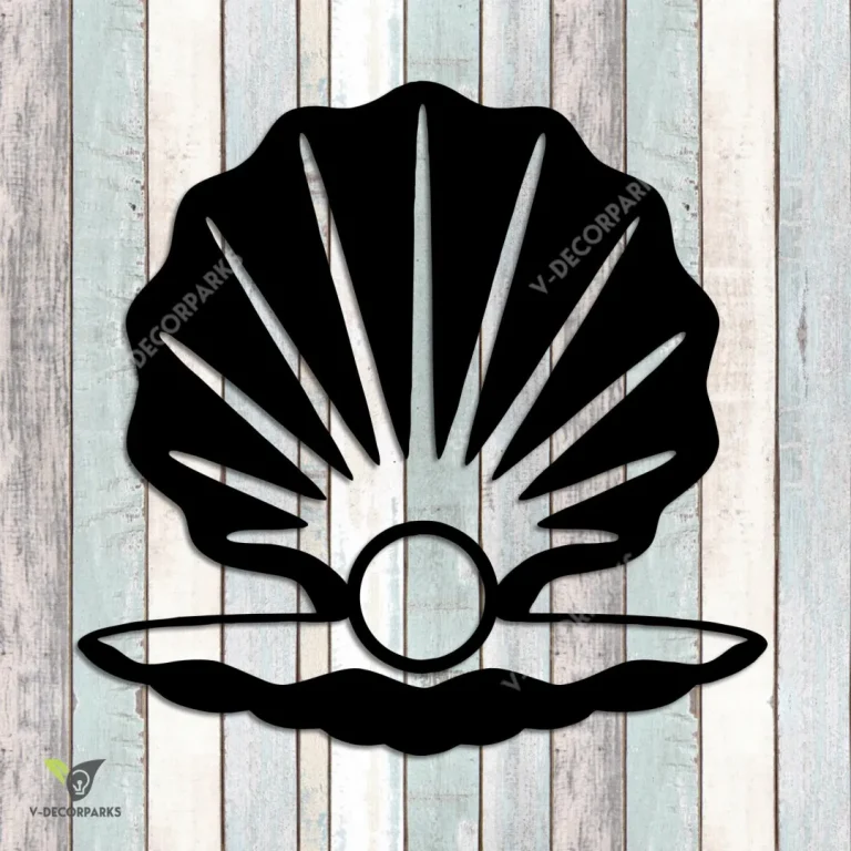 Pearl Clam Metal Wall Art, Pearl Clam Beach Decorative Wall Hanging